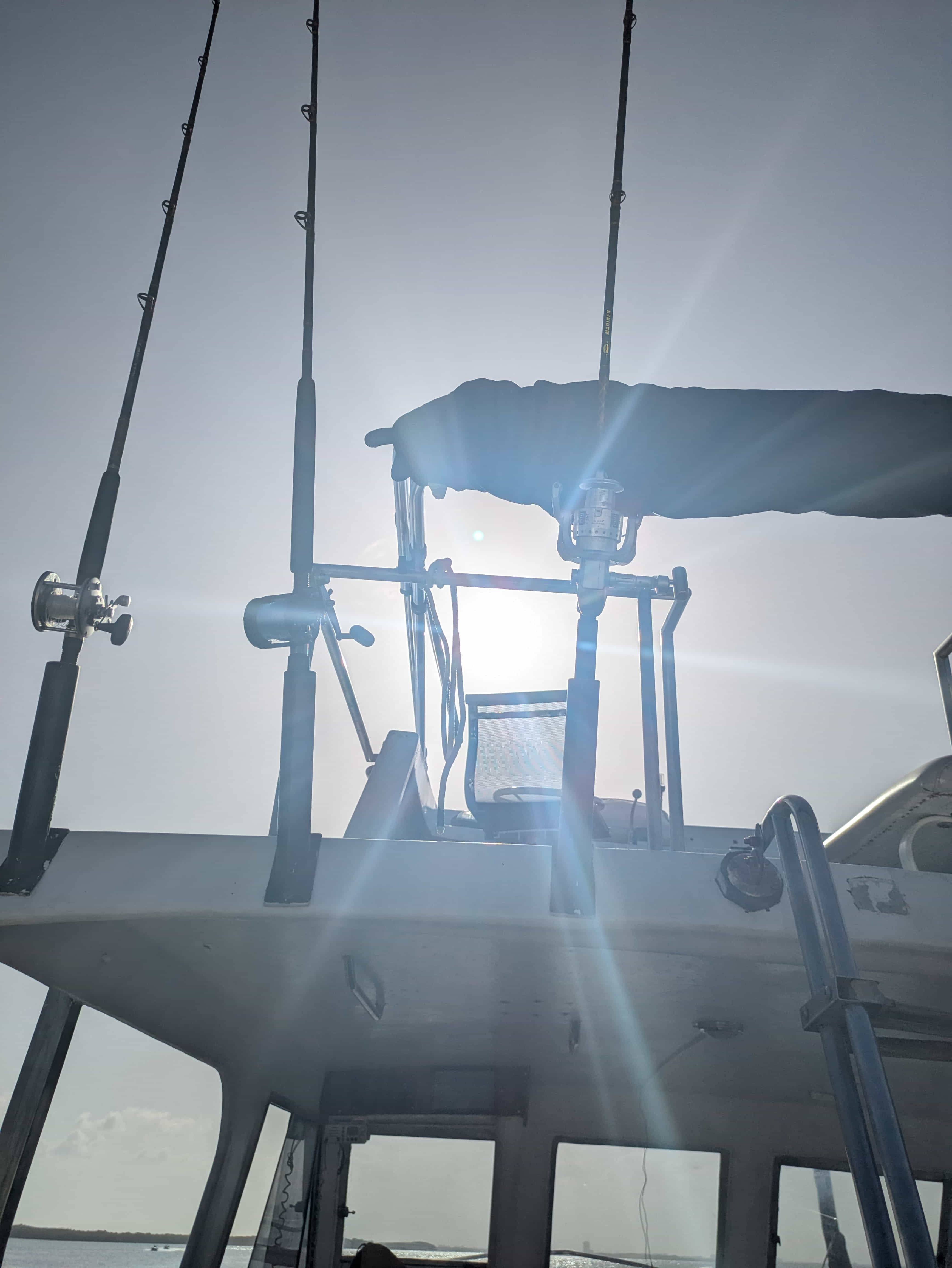 Angler with a large catch at sea on a sport fishing tour in Cancun